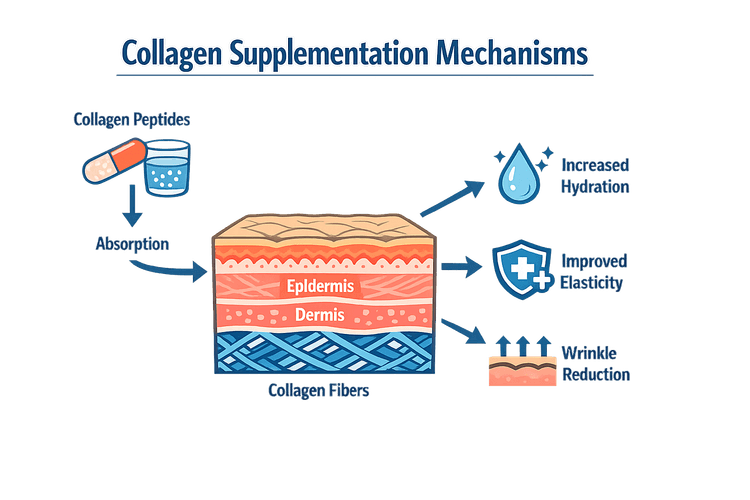 Infographic on collagen supplementation mechanisms