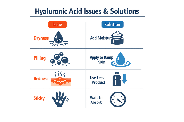 Infographic on troubleshooting hyaluronic acid issues