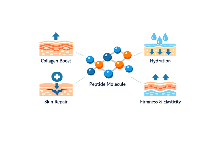 Infographic on how peptides work in skincare