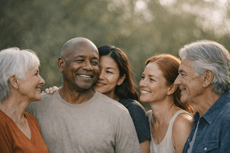Diverse group of people showcasing healthy skin