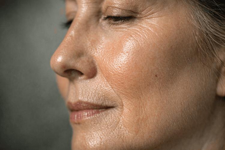 Close-up of healthy skin emphasizing resilience.