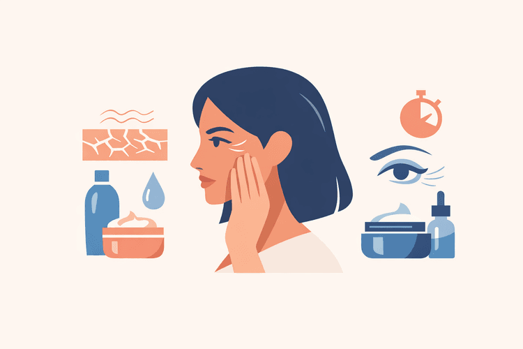 Common skincare issues and solutions illustration